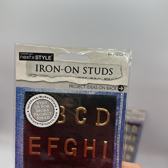 Fashion Art Next Style Iron-on Gold letters Studs 3-pk - Picture 3 of 5